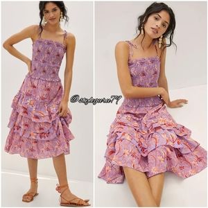 NWT, Anthropologie, Nori Tiered Printed Midi Skirt